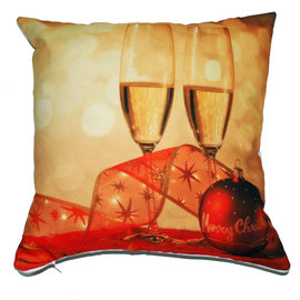 Cuscino con grafica calici di champagne
